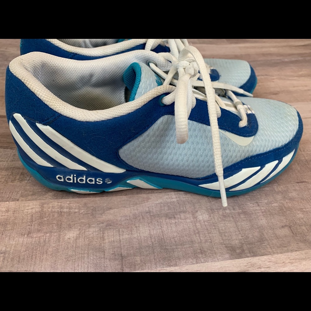 Blue/white Adidas sneakers size 7